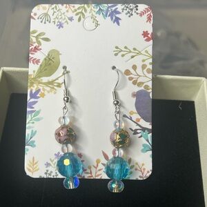 Handmade 925 hooks cloisonné beaded earrings
